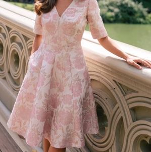 Gal Meets Glam Adair Pink Jacquard Petite Dress